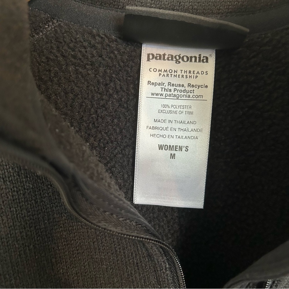 Patagonia Women's Better Sweater 1/4 Zip Fleece Pullover Size M Medium Black - Picture 2 of 3